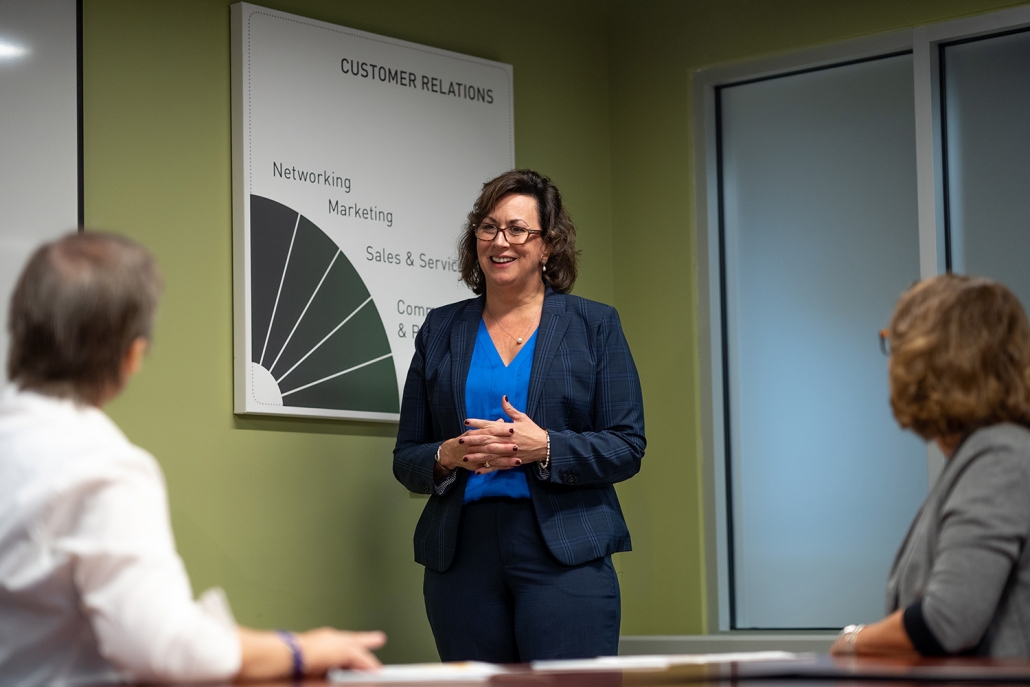 Employee giving a presentation