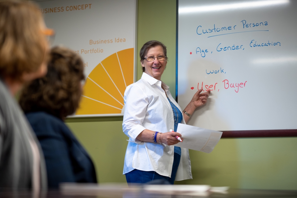Woman teaching class