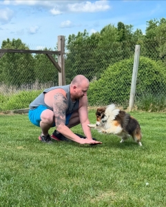 Dustin Shull and Rivana the Dog
